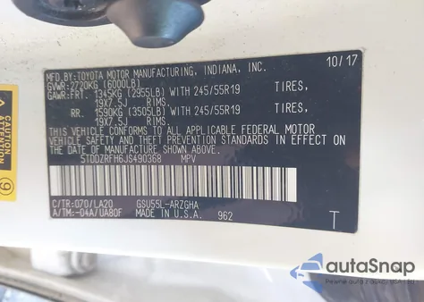 2018 Toyota Highlander Limited from USA, damaged, VIN 5TDDZRFH6JS490368